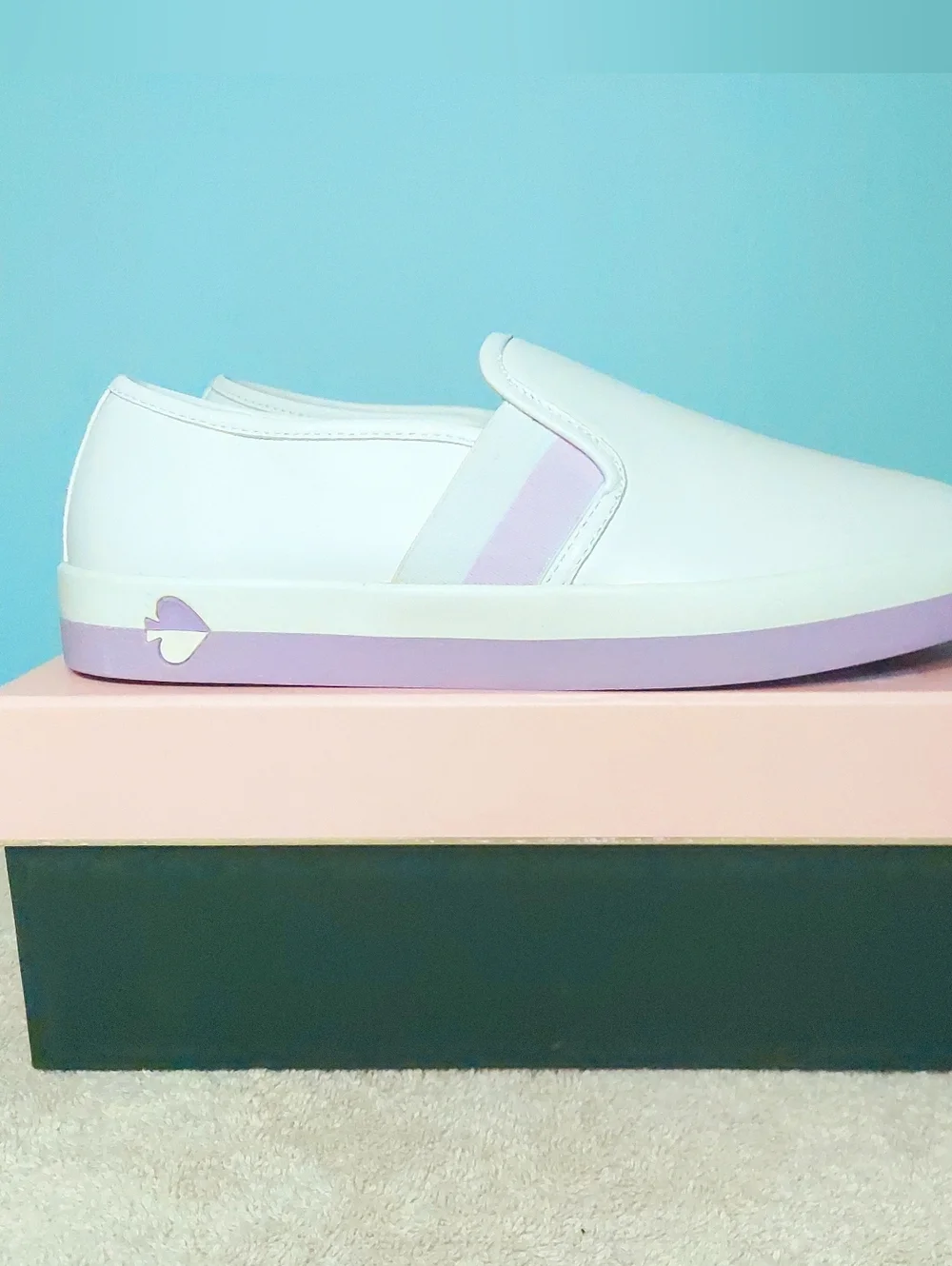 Kate Spade NY White & Lavender Loafer Sneakers Womens Size 9.5 NWT Preppy Office